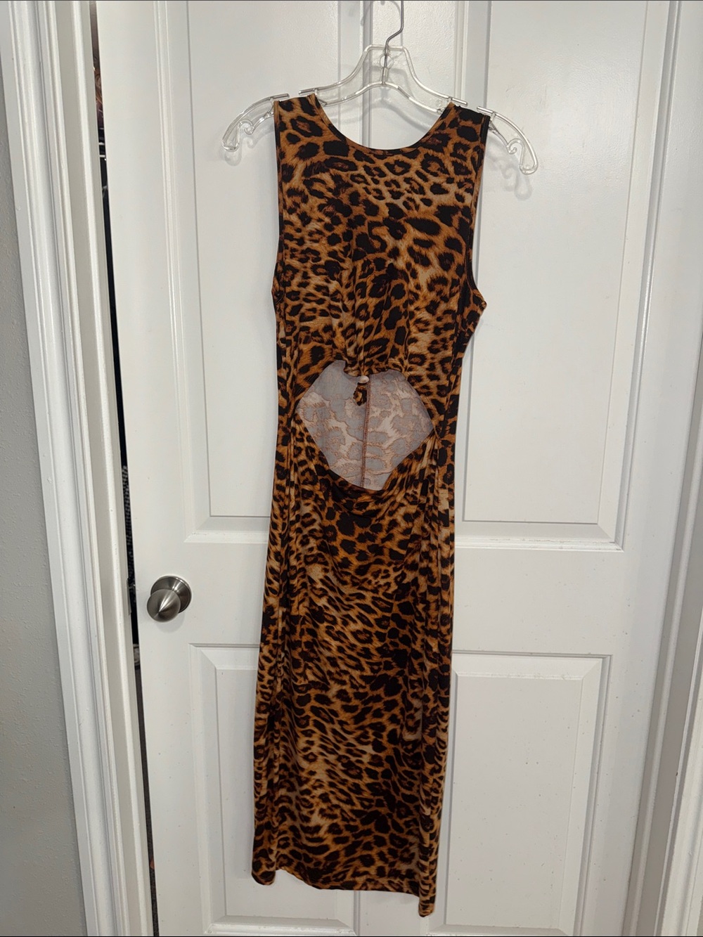 Heart Hips Leopard-Print Cutout Midi Dress in Brown & Black